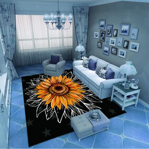 PAOSYTQQ Der minimalistische Sonnenblumenteppich für den Eingangsbereich und die Fußmatte hat eine einfache Kontur, die zur modernen Wohnästhetik passt 40x60cm von PAOSYTQQ