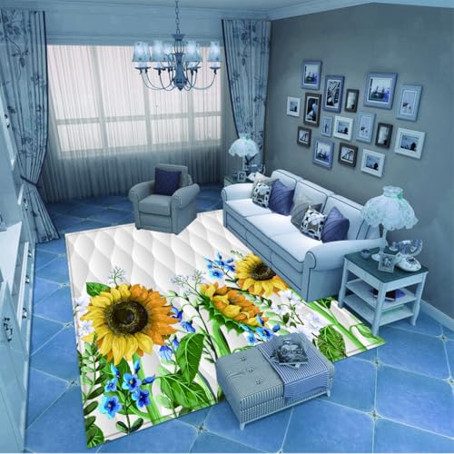 PAOSYTQQ Der minimalistische Sonnenblumenteppich für den Eingangsbereich und die Fußmatte hat eine einfache Kontur, die zur modernen Wohnästhetik passt 40x60cm von PAOSYTQQ