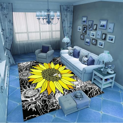 PAOSYTQQ Der minimalistische Sonnenblumenteppich für den Eingangsbereich und die Fußmatte hat eine einfache Kontur, die zur modernen Wohnästhetik passt 40x60cm von PAOSYTQQ
