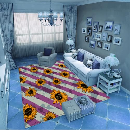 PAOSYTQQ Der minimalistische Sonnenblumenteppich für den Eingangsbereich und die Fußmatte hat eine einfache Kontur, die zur modernen Wohnästhetik passt 90x150cm von PAOSYTQQ