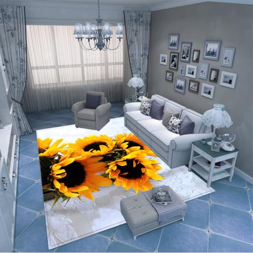 PAOSYTQQ EIN mit Sonnenblumen bewachsener Teppich in der Mitte des Wohnzimmers der Familie 100x160cm von PAOSYTQQ