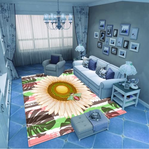 PAOSYTQQ Einfacher Stil Sonnenblumen-Wohnzimmerteppich, vielseitig und modisch 120x180cm von PAOSYTQQ