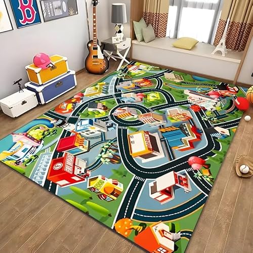 PAOSYTQQ Kinder Bildung Stadt Leben Matte Straße Verkehr System Bedruckter Teppich Schlafzimmer Spielzimmer Bodenmatte 60x90cm PAOSYTQQ Kinder Bildung Stadt Leben Matte Straße Verkehr System Bedruckter Teppich Schlafzimmer Spielzimmer Bodenmatte 60x90cm von PAOSYTQQ
