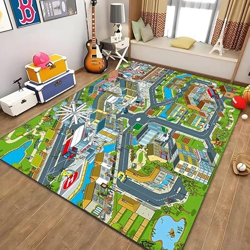 PAOSYTQQ Kinder Bildung Stadt Leben Matte Straße Verkehr System Bedruckter Teppich Schlafzimmer Spielzimmer Bodenmatte 80x120cm PAOSYTQQ Kinder Bildung Stadt Leben Matte Straße Verkehr System Bedruckter Teppich Schlafzimmer Spielzimmer Bodenmatte 80x120cm von PAOSYTQQ
