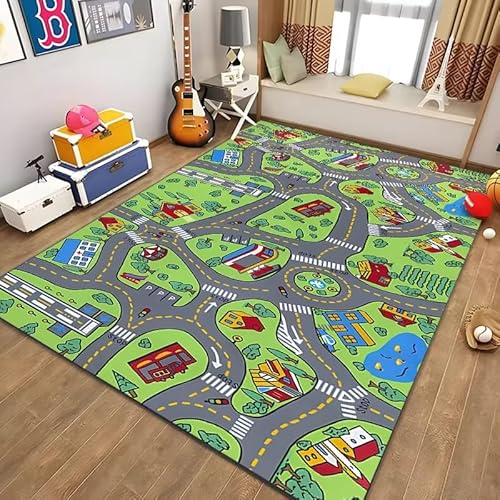 PAOSYTQQ Kinder Bildung Stadt Leben Matte Straße Verkehr System Bedruckter Teppich Schlafzimmer Spielzimmer Bodenmatte 80x120cm PAOSYTQQ Kinder Bildung Stadt Leben Matte Straße Verkehr System Bedruckter Teppich Schlafzimmer Spielzimmer Bodenmatte 80x120cm von PAOSYTQQ