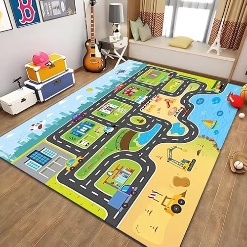 PAOSYTQQ Kinder Bildung Stadt Leben Matte Straße Verkehr System Bedruckter Teppich Schlafzimmer Spielzimmer Bodenmatte 80x120cm PAOSYTQQ Kinder Bildung Stadt Leben Matte Straße Verkehr System Bedruckter Teppich Schlafzimmer Spielzimmer Bodenmatte 80x120cm von PAOSYTQQ
