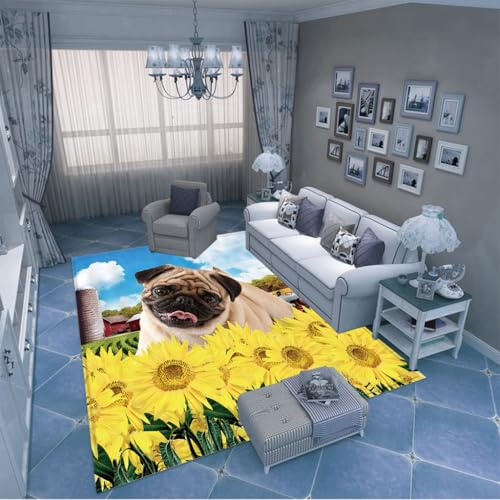 PAOSYTQQ Sonnenblumen-Outdoor-Teppich im Freizeitbereich des Innenhofs 120x160cm von PAOSYTQQ