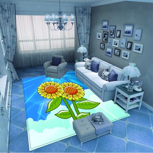 PAOSYTQQ Sonnenblumen-Outdoor-Teppich im Freizeitbereich des Innenhofs 120x180cm von PAOSYTQQ