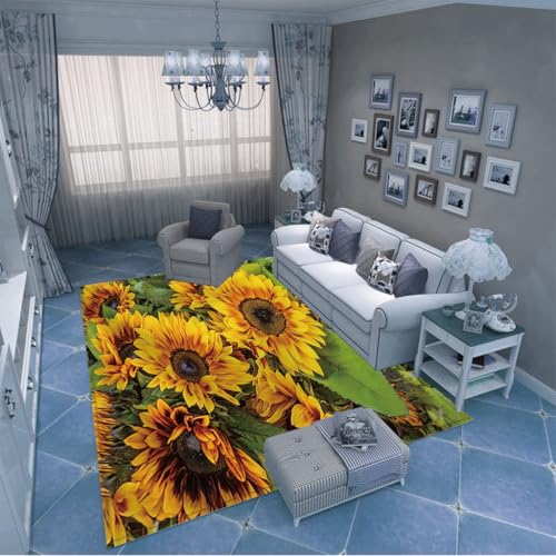 PAOSYTQQ Sonnenblumenteppich aus umweltfreundlichen Materialien, der das grüne Konzept verkörpert 120x180cm von PAOSYTQQ