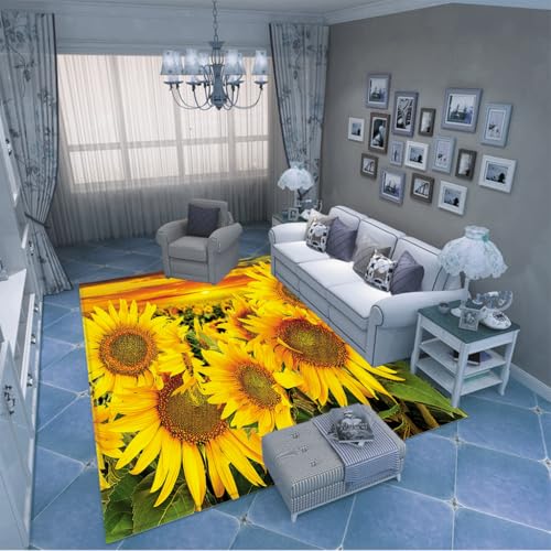 PAOSYTQQ Sonnenblumenteppich aus umweltfreundlichen Materialien, der das grüne Konzept verkörpert 90x150cm von PAOSYTQQ