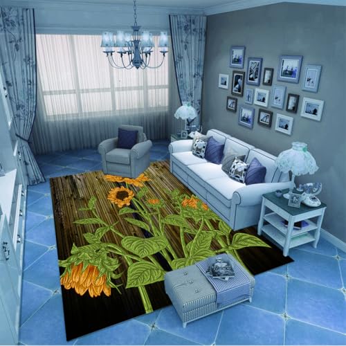 Sonnenblumen-Blumenteppich im Landhausstil | Eine Nachttischdecke im Schlafzimmer mit kleinen Blumenmustern und Sonnenblumen, die eine Pastorale Romantik schaffen 80x120cm Sonnenblumen-Blumenteppich im Landhausstil | Eine Nachttischdecke im Schlafzimmer mit kleinen Blumenmustern und Sonnenblumen, die eine Pastorale Romantik schaffen 80x120cm von PAOSYTQQ