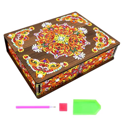 PAPABA 1 Set Diamant Malerei Aufbewahrungsbox Künstlerische Strass Dekorative DIY Holz Schmuck Box Kit für Zuhause von PAPABA