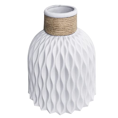 PAPABA Blumenbehälter Kunststoff Kunstkeramik Vase-Leckdofter Nordic Style Desktop Dekor Weiß von PAPABA