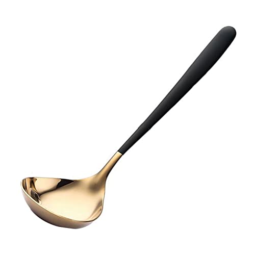 PAPABA Soup Ladle Lightweight Serving Long Handle Stirring Spoon -Rust Polishing Surface Black & Gold von PAPABA