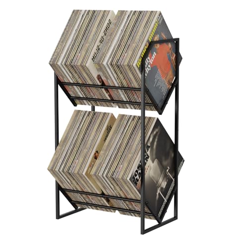 PAPAGIFTREE Schallplatten-Aufbewahrungsregal, 2-stöckiger Vinyl-Schallplattenständer, 200 Lps, verstärktes Design, Album-Ausstellungsregal für Schallplatten, Aufbewahrung und Halter PAPAGIFTREE Schallplatten-Aufbewahrungsregal, 2-stöckiger Vinyl-Schallplattenständer, 200 Lps, verstärktes Design, Album-Ausstellungsregal für Schallplatten, Aufbewahrung und Halter von PAPAGIFTREE