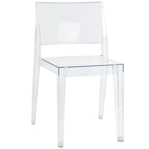 PAPATYA 1er-Set Kunststoffstuhl Gyza I Designstuhl mit Einer Belastbarkeit von 200 kg (Transparent-Weiß) von PAPATYA
