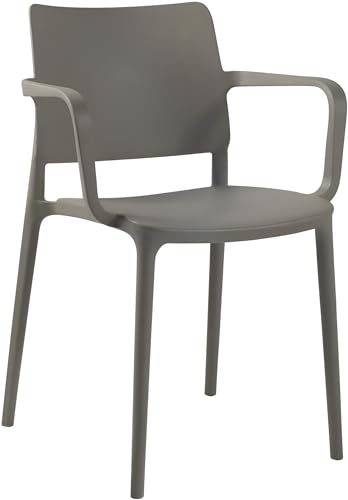 PAPATYA 1er-Set Kunststoffstuhl Joy-K Designstuhl mit Einer Belastbarkeit von 200 kg stapelbar, Terassenstuhl aus Kunststoff UV beständig, Leichter Stuhl mit Rückenlehne für Balkonstuhl(Grau-braun) von PAPATYA
