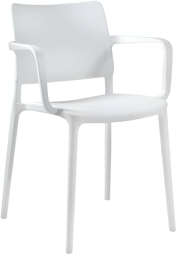PAPATYA 1er-Set Kunststoffstuhl Joy-K mit Armlehnen I Designstuhl mit Einer Belastbarkeit von 200 kg (Weiß) von PAPATYA