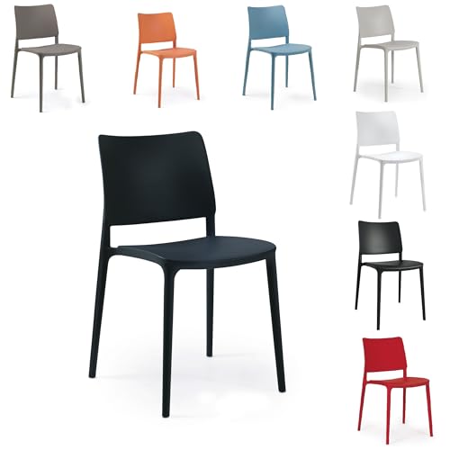 PAPATYA Joy-S Designstuhl – Stapelbarer Kunststoffstuhl für Kliniken, Wartezimmer & Büros, belastbar bis 200 kg, UV-beständig & leicht zu reinigen (Anthrazitgrau) von PAPATYA