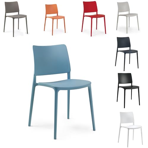 PAPATYA 1er-Set Kunststoffstuhl Joy-S Designstuhl mit Einer Belastbarkeit von 200 kg stapelbar, Terassenstuhl aus Kunststoff UV beständig, Leichter Stuhl Balkonstuhl (Aquablau) von PAPATYA