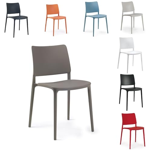 PAPATYA 1er-Set Kunststoffstuhl Joy-S Designstuhl mit Einer Belastbarkeit von 200 kg stapelbar, Terassenstuhl aus Kunststoff UV beständig, Leichter Stuhl Balkonstuhl (Grau-braun) von PAPATYA