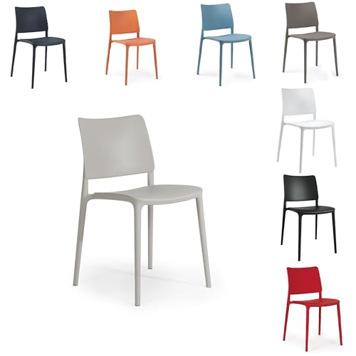 PAPATYA 1er-Set Kunststoffstuhl Joy-S Designstuhl mit Einer Belastbarkeit von 200 kg stapelbar, Terassenstuhl aus Kunststoff UV beständig, Leichter Stuhl Balkonstuhl (Hellgrau) von PAPATYA