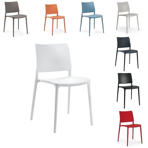 PAPATYA 1er-Set Kunststoffstuhl Joy-S Designstuhl mit Einer Belastbarkeit von 200 kg stapelbar, Terassenstuhl aus Kunststoff UV beständig, Leichter Stuhl Balkonstuhl (Weiß) von PAPATYA