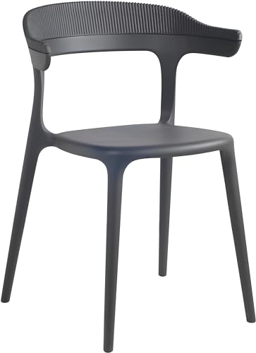 PAPATYA 1er-Set Kunststoffstuhl Luna-Stripe I Designstuhl mit Einer Belastbarkeit von 200 kg (Anthrazitgrau) von PAPATYA