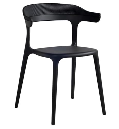 PAPATYA 1er-Set Kunststoffstuhl Luna-Stripe I Designstuhl mit Einer Belastbarkeit von 200 kg (Schwarz) von PAPATYA