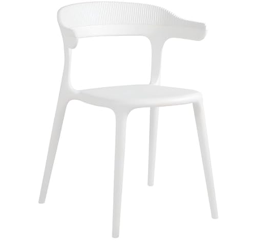 PAPATYA 1er-Set Luna-Stripe Kunststoffstuhl - Eleganter Designstuhl, 200 kg Belastbarkeit, Ideal für Wohnzimmer, Terrasse & Büro (Weiß) von PAPATYA