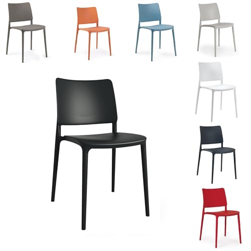PAPATYA Joy-S 1er-Set Designer- Kunststoffstuhl, 200 kg belastbar, Leichter stapelbar Gartenstuhl, wetterfester Balkonstuhl, Terrassenstuhl, Hotelstühle, Restaurantstühle, Stapelstuhl (Schwarz) von PAPATYA