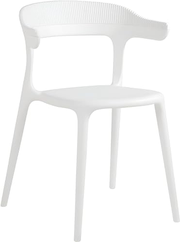 PAPATYA 1er-Set Luna-Stripe Kunststoffstuhl - Eleganter Designstuhl, 200 kg Belastbarkeit, Ideal für Wohnzimmer, Terrasse & Büro (Weiß) von PAPATYA