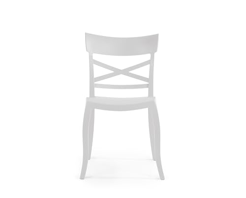 PAPATYA XSera-S 1er-Set Designer- Kunststoffstuhl, 200 kg belastbar, Leichter stapelbar Gartenstuhl, wetterfester Balkonstuhl, Terrassenstuhl, Hotelstühle, Restaurantstühle, Stapelstuhl (Weiß) von PAPATYA