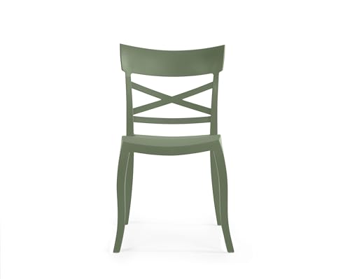 PAPATYA XSera-S 1er-Set Designer- Kunststoffstuhl, 200 kg belastbar, Leichter stapelbar Gartenstuhl, wetterfester Balkonstuhl, Terrassenstuhl, Hotelstühle, Restaurantstühle, Stapelstuhl (Resedagrün) von PAPATYA