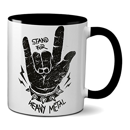 PAPAYANA - 1001 - Stand for Metal - Beidseitig Bedruckte Tasse 325ml 11oz - Große Farbauswahl - Schwarz von PAPAYANA