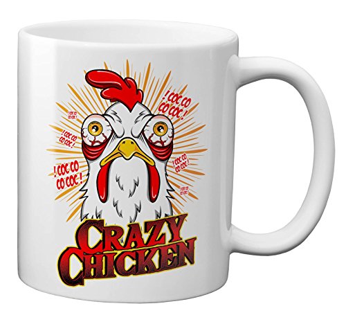 PAPAYANA - 1014 - Crazy-Chicken - Beidseitig Bedruckte Tasse 325ml 11oz - Große Farbauswahl - Weiss von PAPAYANA