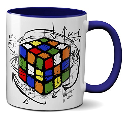 PAPAYANA - 1017 - Magic-Cube - Beidseitig Bedruckte Tasse 325ml 11oz - Große Farbauswahl - Dunkelblau von PAPAYANA