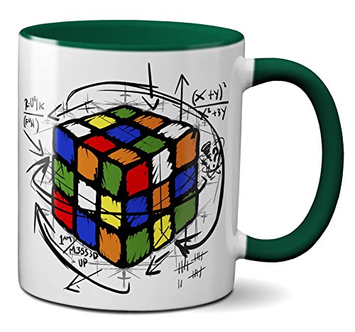 PAPAYANA - 1017 - Magic-Cube - Beidseitig Bedruckte Tasse 325ml 11oz - Große Farbauswahl - Grün von PAPAYANA