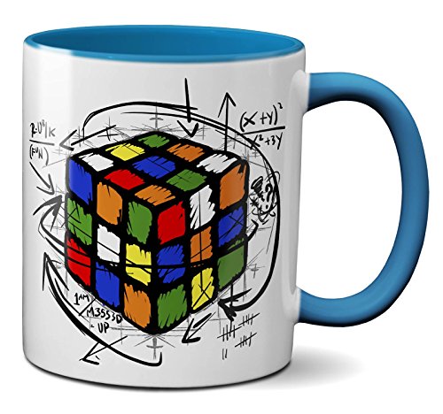 PAPAYANA - 1017 - Magic-Cube - Beidseitig Bedruckte Tasse 325ml 11oz - Große Farbauswahl - Hellblau von PAPAYANA