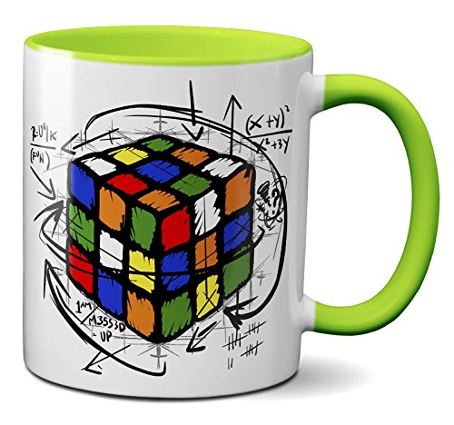 PAPAYANA - 1017 - Magic-Cube - Beidseitig Bedruckte Tasse 325ml 11oz - Große Farbauswahl - Hellgrün von PAPAYANA