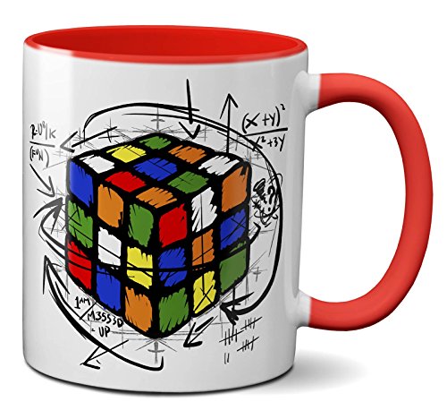 PAPAYANA - 1017 - Magic-Cube - Beidseitig Bedruckte Tasse 325ml 11oz - Große Farbauswahl - Rot von PAPAYANA