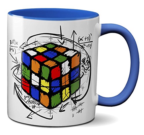 PAPAYANA - 1017 - Magic-Cube - Beidseitig Bedruckte Tasse 325ml 11oz - Große Farbauswahl - Royalblau von PAPAYANA
