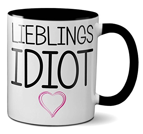 PAPAYANA - 1026 - LIEBLINGS-Idiot - Beidseitig Bedruckte Tasse 325ml 11oz - Große Farbauswahl - Schwarz von PAPAYANA