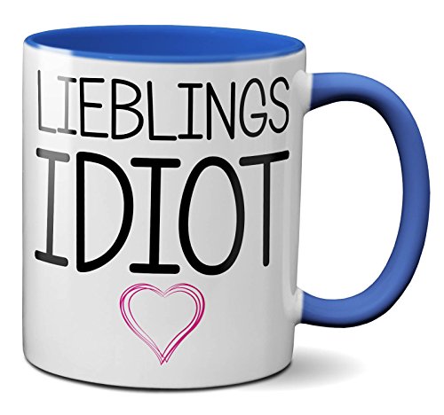 PAPAYANA - 1026 - LIEBLINGS-Idiot - Beidseitig Bedruckte Tasse 325ml 11oz - Große Farbauswahl - Royalblau von PAPAYANA
