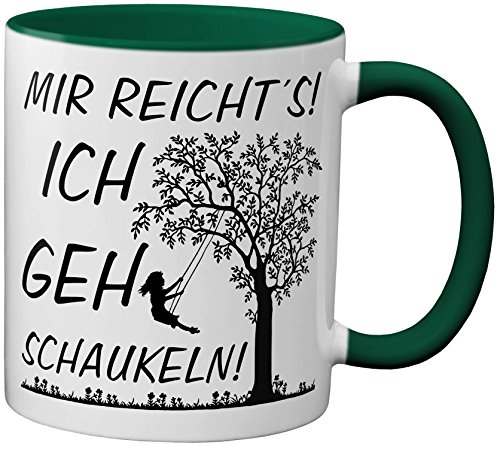 PAPAYANA - 1074 - Mir Reichts Ich GEH Schaukeln - Beidseitig Bedruckte Tasse 325ml 11oz - Große Farbauswahl - Grün von PAPAYANA