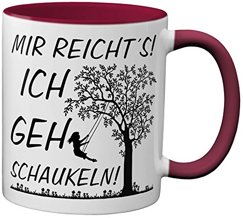 PAPAYANA - 1074 - Mir Reichts Ich GEH Schaukeln - Beidseitig Bedruckte Tasse 325ml 11oz - Große Farbauswahl - Marone von PAPAYANA