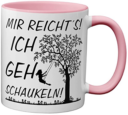 PAPAYANA - 1074 - Mir Reichts Ich GEH Schaukeln - Beidseitig Bedruckte Tasse 325ml 11oz - Große Farbauswahl - Pink von PAPAYANA