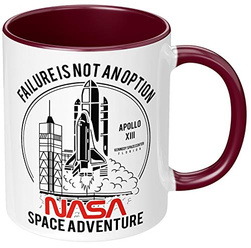 PAPAYANA - NASA Space Adventure - Beidseitig Bedruckte Keramik-Tasse 325ml 11oz - Große Farbauswahl - Bordeaux von PAPAYANA