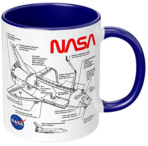 PAPAYANA - Space Shuttle NASA - Beidseitig Bedruckte Keramik-Tasse 325ml 11oz - Große Farbauswahl - Dunkelblau von PAPAYANA