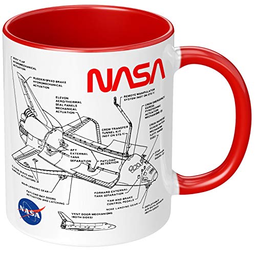 PAPAYANA - Space Shuttle NASA - Beidseitig Bedruckte Keramik-Tasse 325ml 11oz - Große Farbauswahl - Rot von PAPAYANA